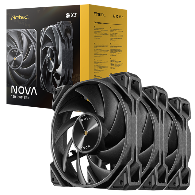Antec Nova 120 PWM 120mm Fan 3-Pack - Black